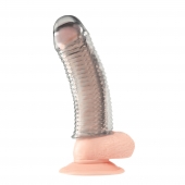 Текстурированная насадка на пенис Clear Textured Penis Enhancing Sleeve Extension - 16,5 см. - BlueLine - в Кисловодске купить с доставкой