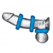 Комплект из трех голубых эрекционных колец 3-Pack Ribbed Rider Cock Ring Set - BlueLine - в Кисловодске купить с доставкой