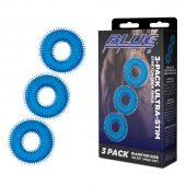 Комплект из трех голубых колец для эрекции 3-Pack Ultra-Stim Stretch Cock Rings - BlueLine - в Кисловодске купить с доставкой