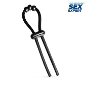 Черное эрекционное кольцо со стимулирующими бусинами - Sex Expert - в Кисловодске купить с доставкой