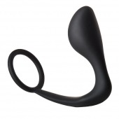 Черное эрекционное кольцо с анальной пробкой Anal Plug With Cockring - Dream Toys - в Кисловодске купить с доставкой