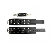 Черные кожаные наручники Sex Game - БДСМ Арсенал - купить с доставкой в Кисловодске