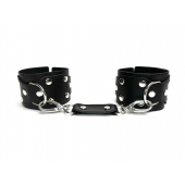 Черные кожаные наручники Sex Game - БДСМ Арсенал - купить с доставкой в Кисловодске