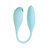 Голубое виброяйцо с вакуум-волновым стимулятором клитора Roow - JOS