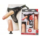 Телесный страпон Harness LESBI с вагинальной пробкой - 16,5 см. - LOVETOY (А-Полимер) - купить с доставкой в Кисловодске