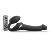 Черный безремневой страпон Multi Orgasm Size M с клиторальной стимуляцией - Strap-on-me - купить с доставкой в Кисловодске