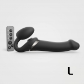 Черный безремневой страпон Multi Orgasm Size L с клиторальной стимуляцией - Strap-on-me - купить с доставкой в Кисловодске