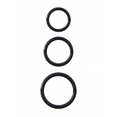 Набор из трех черных эрекционных колец Silicone 3-Ring Stamina Set - Pipedream - в Кисловодске купить с доставкой