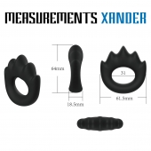 Черное эрекционное кольцо с массажными гребнями Rooster Xander - Velv or - в Кисловодске купить с доставкой