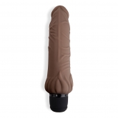 Коричневый вибратор с клиторальным выступом 7  Realistic Vibrator - 21,5 см. - PowerCocks