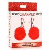 Красные зажимы на соски с помпонами Pom Pom - XR Brands - купить с доставкой в Кисловодске
