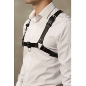 Черная мужская кожаная портупея №4 - БДСМ Арсенал - купить с доставкой в Кисловодске