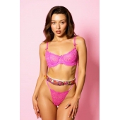 Эффектный розовый пояс из голографической эко-кожи - БДСМ Арсенал - купить с доставкой в Кисловодске