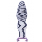 Белая анальная пробка из стекла с чёрными полосами - 11,6 см. - Sexus