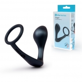 Черное эрекционное кольцо со стимулятором простаты Ringer Cock Ring   Plug - b-Vibe - в Кисловодске купить с доставкой