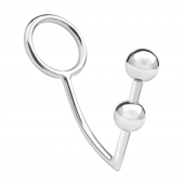 Кольцо на пенис с анальным стимулятором Two Bead Stainless Steel Anal Hook   Cock Ring - BlueLine - в Кисловодске купить с доставкой