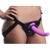 Лиловый поясной страпон Navigator Silicone G-Spot Dildo with Harness - 17,8 см. - XR Brands - купить с доставкой в Кисловодске