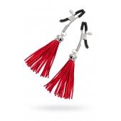 Зажимы на соски «Прищепки» с красными кисточками из замши - Pecado - купить с доставкой в Кисловодске