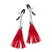 Зажимы на соски «Прищепки» с красными кисточками из замши - Pecado - купить с доставкой в Кисловодске