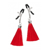 Зажимы на соски «Прищепки» с красными кисточками из шелка - Pecado - купить с доставкой в Кисловодске