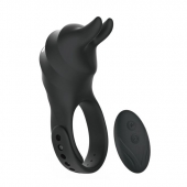 Черное эрекционное кольцо Usagi с ушками и пультом ДУ - BeYourLover - в Кисловодске купить с доставкой