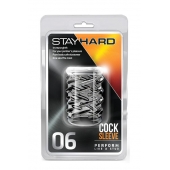 Прозрачная насадка с объёмными чёрточками STAY HARD COCK SLEEVE 06 CLEAR - Blush Novelties - в Кисловодске купить с доставкой