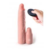 Телесная вибронасадка на член 3  Vibrating Mega X-tension with Remote - 22,9 см. - Pipedream - в Кисловодске купить с доставкой