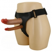 Темно-бежевый фаллопротез для двойного проникновения - 17,5 см. - Baile - купить с доставкой в Кисловодске