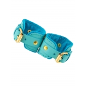 Голубые двуслойные кожаные наручники-браслеты - Pecado - купить с доставкой в Кисловодске