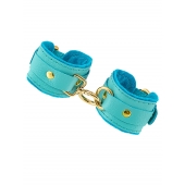 Голубые двуслойные кожаные наручники-браслеты - Pecado - купить с доставкой в Кисловодске