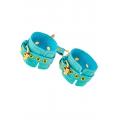 Голубые однослойные кожаные наручники - Pecado - купить с доставкой в Кисловодске