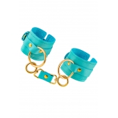 Голубые однослойные кожаные наручники - Pecado - купить с доставкой в Кисловодске