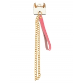 Розовый кожаный поводок с карабином для ошейника - 80 см. - Pecado - купить с доставкой в Кисловодске