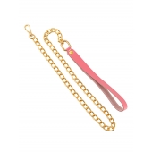 Розовый кожаный поводок с карабином для ошейника - 80 см. - Pecado - купить с доставкой в Кисловодске