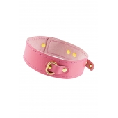 Розовый кожаный однослойный ошейник с прошивкой - Pecado - купить с доставкой в Кисловодске