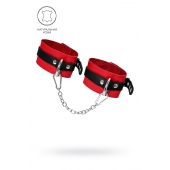 Красно-черные мягкие оковы с одним ремешком и люверсами - Pecado - купить с доставкой в Кисловодске