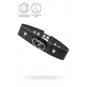 Черный чокер-ошейник со связанными кольцами на подложке - Pecado - купить с доставкой в Кисловодске