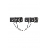 Черные кожаные наручники-браслеты из одного ремешка с люверсами - Pecado - купить с доставкой в Кисловодске