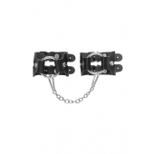 Черные кожаные наручники-браслеты из двух ремешков - Pecado - купить с доставкой в Кисловодске