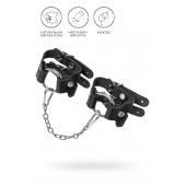 Черные кожаные наручники-браслеты из двух ремешков - Pecado - купить с доставкой в Кисловодске