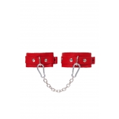 Красные кожаные узкие оковы со скруглёнными углами - Pecado - купить с доставкой в Кисловодске