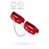 Красные кожаные узкие оковы со скруглёнными углами - Pecado - купить с доставкой в Кисловодске