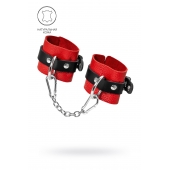 Красно-черные мягкие наручники с одним ремешком с люверсами - Pecado - купить с доставкой в Кисловодске