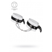 Бело-черные мягкие оковы с одним ремешком и люверсами - Pecado - купить с доставкой в Кисловодске