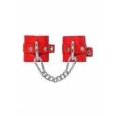 Красные мягкие кожаные наручники с люверсами - Pecado - купить с доставкой в Кисловодске