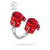 Красные мягкие кожаные наручники с люверсами - Pecado - купить с доставкой в Кисловодске