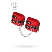 Красно-черные мягкие оковы с двумя ремешками с люверсами - Pecado - купить с доставкой в Кисловодске