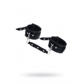 Черные двухслойные кожаные оковы с белой строчкой - Pecado - купить с доставкой в Кисловодске