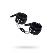 Черные двухслойные наручники с белой строчкой - Pecado - купить с доставкой в Кисловодске