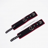 Черно-красные оковы с красной строчкой Sex - Crazy Handmade - купить с доставкой в Кисловодске